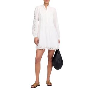 Madewell Long-Sleeve Pintucked Eyelet Mini Dress in White